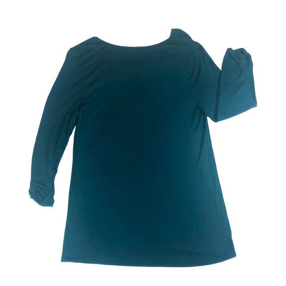 Daisy Fuentes Pine Green Tunic Top Draped Neckline 3/4 Sleeve Size M - Picture 3 of 6
